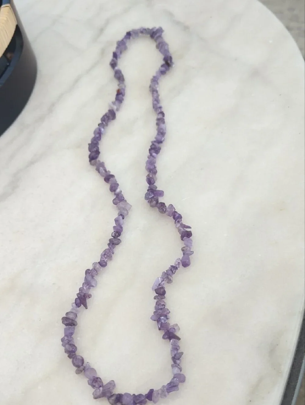 Long Amethyst Chip Necklace - Purple
